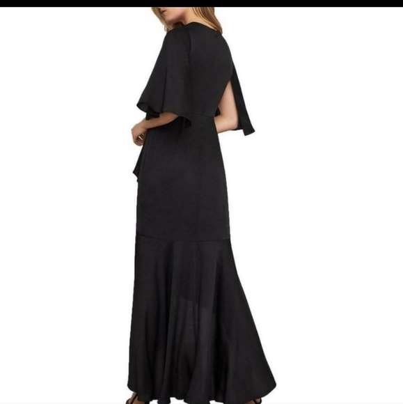 Bcbgmaxazria black ruffle tall dress ,Open Sleeves V-Neck Wrap Dress - Picture 3 of 7